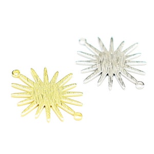 Textured Sun Charms, Earring Charms For Jewelry Making, Earring Connector, Rhodium Gold Tone, 26.5x22.3mm - RP089 RP090