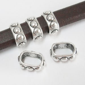 10pcs Licorice Leather Sliders, 10x6mm, Bumpy Spacers, Salient Point, Licorice Findings, Leather Bacelet Making - LF25