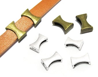 10pcs 10mm Leather Sliders, Leather Bracelet Spacer Bar, 10x2mm, Flat Leather Findings, Jewelry Supplies -FF73