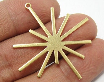 Jewelry Craft Supplies Matte Gold Plated  2 Pcs Sun Brass Pendant FC491-MG