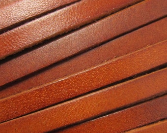 5mm leather cord, Genuine leather cord, Distressed camel, 5x2mm leather cord