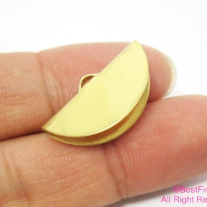 20pcs Ribbon crimp ends, 25mm, Raw brass half round crimp clip with loop R302