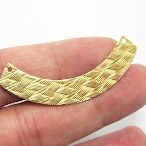 Arched brass charm, Woven pattern Earring connecter, Necklace Chain findings, 47x18x0.5mm, Brass findings, Jewelry making - R935