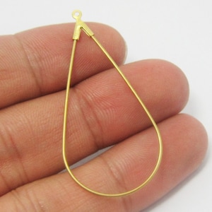 Drop Earring Charms, Brass Wire Drop Pendant, 46x22mm, Earring Findings, Brass Charms for Jewelry Making - R578