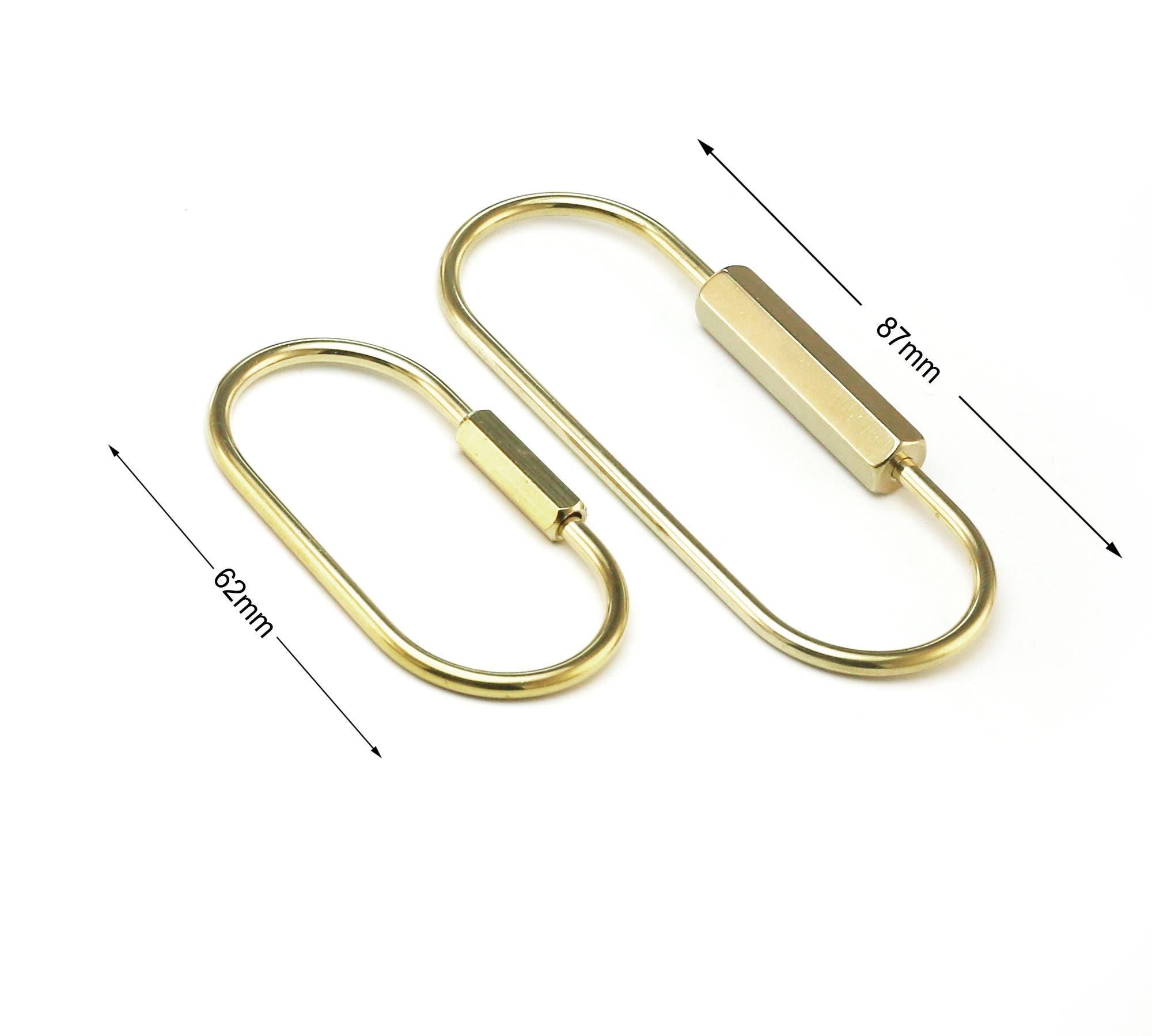 Brass Keychain Ring, Screw Lock, Brass Carabiner Clasp, Brass Key
