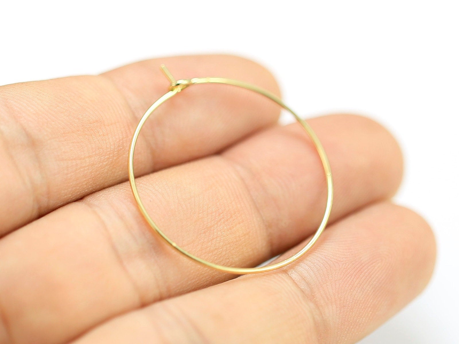 Wine Glass Charm Hoops, Round Earring Wires, 30mm, Simple Circle Rings, Gold tone, Iron Ear Wires, Earring Accessories - RP093