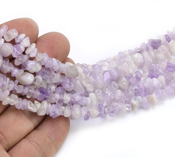 Natural Ultra Light Amethyst Chip Beads – 32" Strand 5-8mm For Jewelry Making