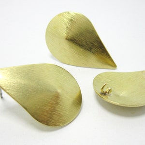10pcs Textured Drop Stud Earrings, Brass Earring Post, 25.4x16.6mm, Raw Brass Earrings, Jewelry Making - R1221
