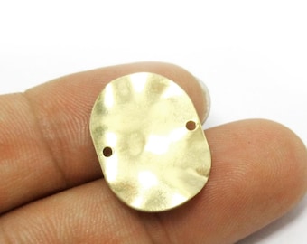 Gehämmert Oval Charm, Gewelltes Oval Stecker, Geometrische Ohrringzubehör, Abgerundetes Rechteck, 22 x 16 mm, Rohes Messing, Schmuckzubehör -R588
