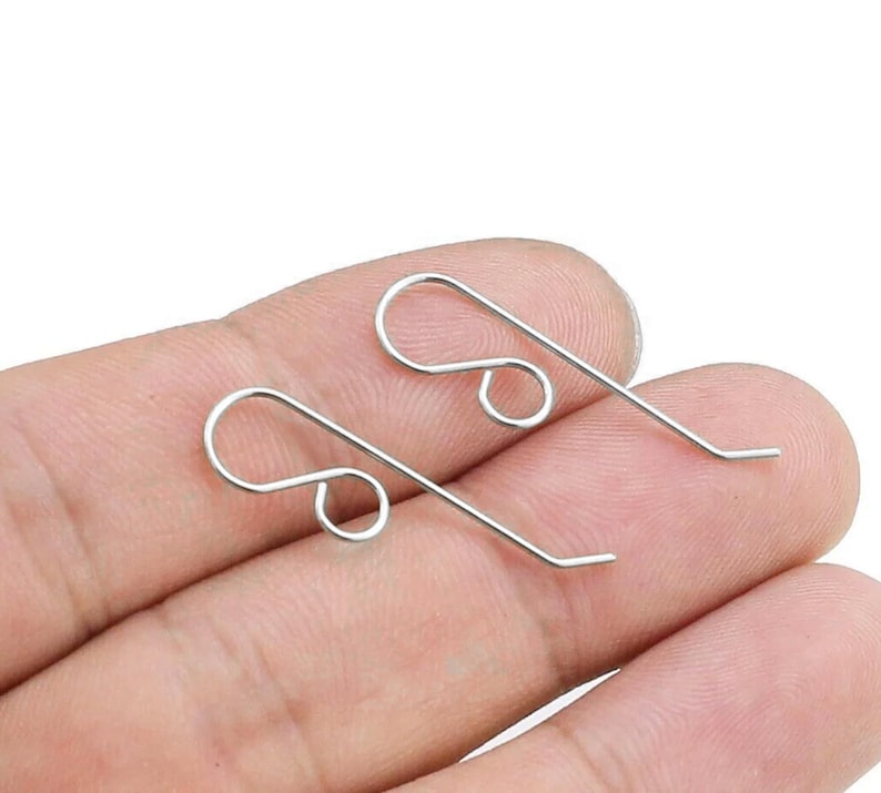 French Ear Wires, Simple Earring Hooks, Long Earring Wires, 30mm, Earrings Making, Raw Brass Jewelry Supplies -R594 S027 S027 -StainlessSteel