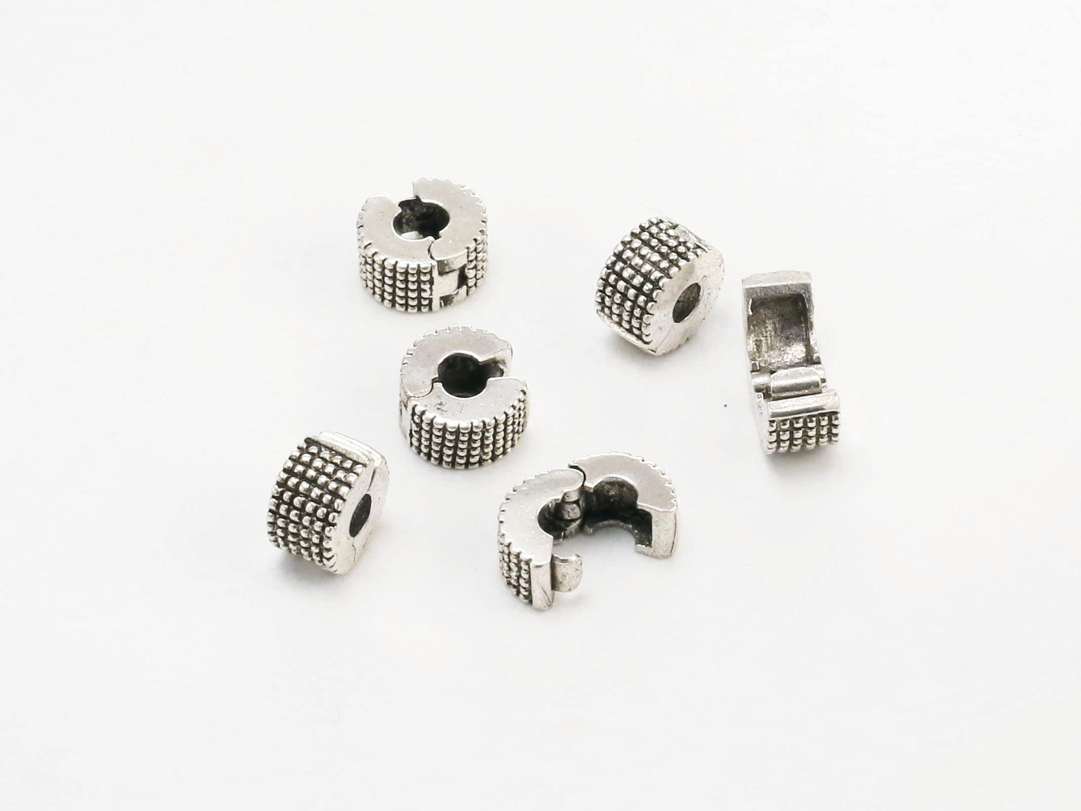 PandaHall 100 Pieces Rondelle Spacer Beads Tibetan Alloy Antique Silver European Large Hole Spacer For Bracelet Necklace DIY Jewellery Making, 8 Mm