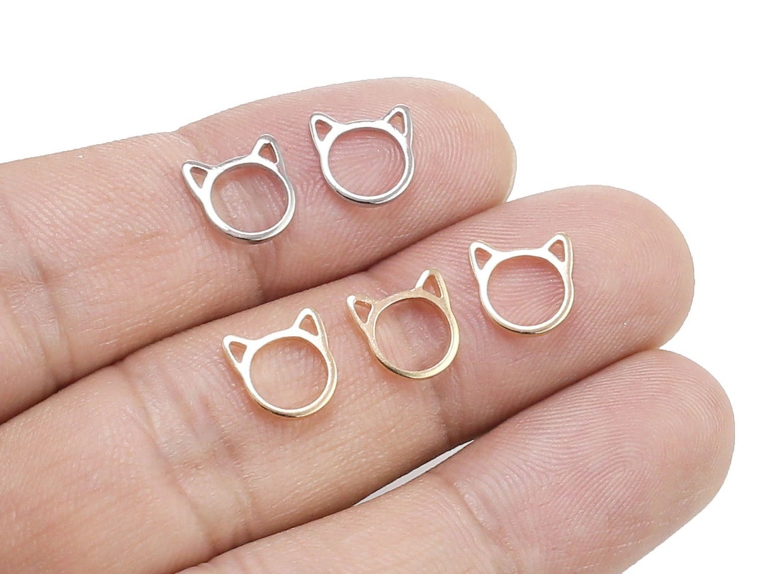 Tiny Cat Charm Animal Charm Silver / Gold Tone 9x1mm Etsy