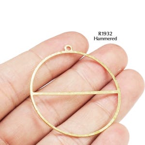 Round Circle Charm, Earring Connector, Raw Brass Findings, Hammered / Textured, 41x38mm, Necklace Pendant, Jewelry Supplies -R495 R1932 R1932 -Hammered