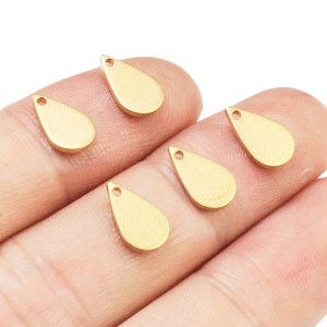 Tiny Drop Earring Charms, Teardrop Brass Charm, 10.3x6.3mm 15x9.8mm 22.3x14mm, Stamping Tags, Earring Findings, Jewelry Making - R1927 R2290
