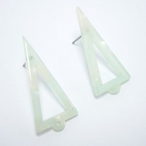 Acetate stud earrings Triangle 34x15.3mm Light green Tortoise shell Acetate earrings AE40