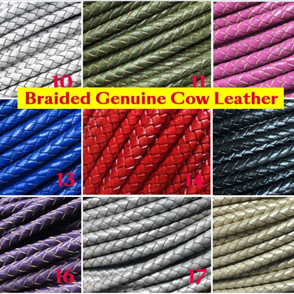 5mm Round leather cord Braided bolo leather bracelet necklace Genuine leather strips