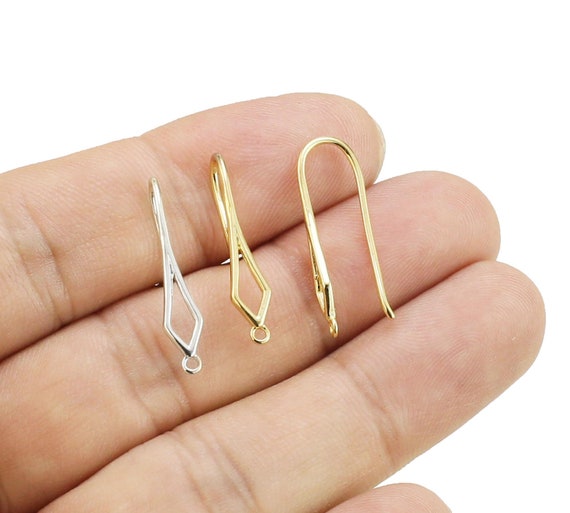 Diamond Earring Hooks, French Ear Wire, Dangle Earrings Making, Real Gold Plated, Earring Findings, Jewelry Supplies, 25mm -GH211