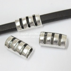 5pcs Licorice leather tube slider, 11x7mm, Cut out licorice leather findings, Mens bracelet making  -LT05