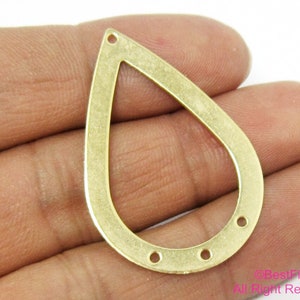 Teardrop Earring Charms, Brass Drop Connector, Earring Findings, Jewelry Making, 40x27mm - R351