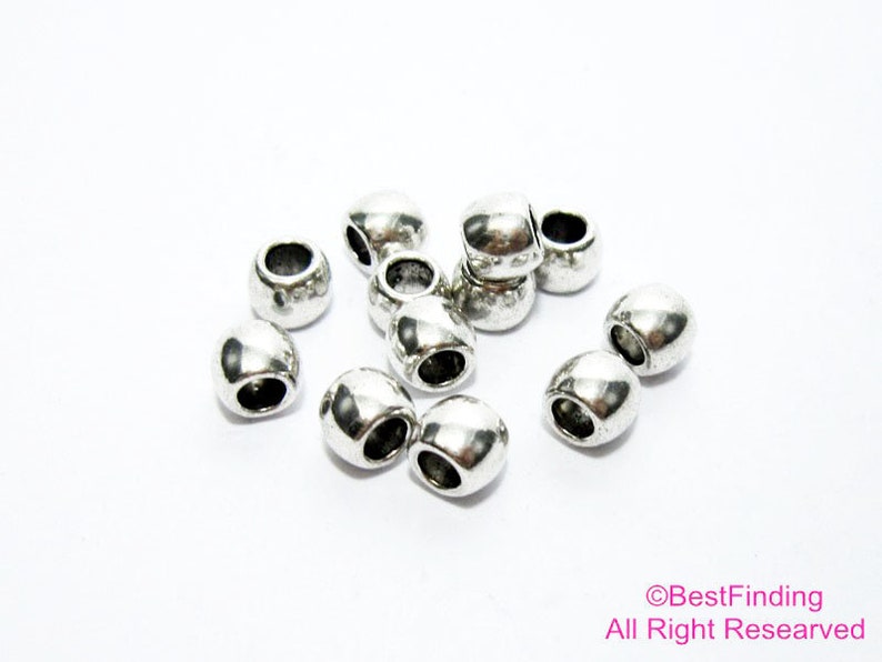 20pcs 3mm Silver tone metal beads Round hole Smooth beads RB100