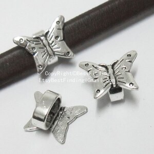 5pcs Licorice butterfly beads, Bracelet slider beads, 10x6mm, licorice leather findings - LF69