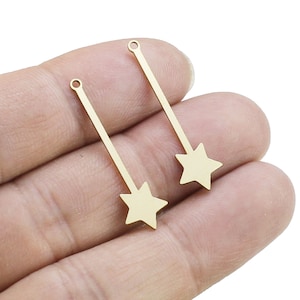 Brass Star Charm, Mini Star Earring Charms, Earring Findings, Brass Charms for Jewelry making, 23mm, 32mm, Laser cut - R911