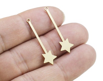 Dije de estrella fugaz, minidije de estrella para pendientes, accesorios de latón crudo, 23 mm, 32 mm, cortado a láser, suministros de joyería - R911