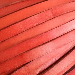 10x2mm Leather Cord, Distressed Coral Red, Genuine Leather Strips, 10mm Leather Cord