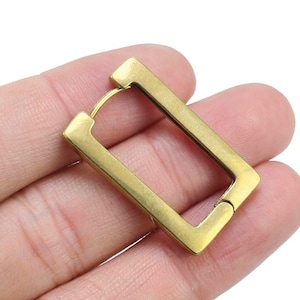 Koperen oorbellen, rechthoekige oorringen, hefboomoorbellen, 30 x 28,6 x 3,2 mm, statement-oorbellen, sieradenbenodigdheden - R894