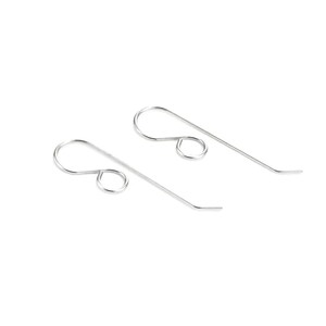 May include: Two silver earring hooks with a loop at the top and a straight wire extending from the loop.