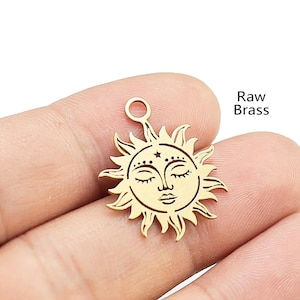Sun Face Earring Charm, Sun Charm For Jewelry Making, Earring Findings, Detachable Charms For Hoops, 25.5x21mm, Jewelry Supplies -R1887