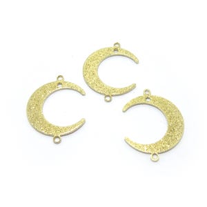Crescent Moon Connector, Textured Earring Charms, Brass Charms For Jewelry Making, Raw Brass Findings, 22x16.5mm -R1300 R632 R1234 image 7
