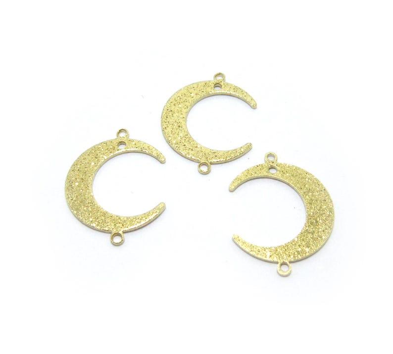 Crescent Moon Connector, Textured Earring Charms, Brass Charms For Jewelry Making, Raw Brass Findings, 22x16.5mm -R1300 R632 R1234 image 7