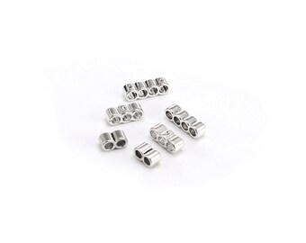 10pcs 3mm Leather Sliders, Round Leather Spacer Beads, Double Barrel Sliders, Separate Beads, Bracelet Making - RS11