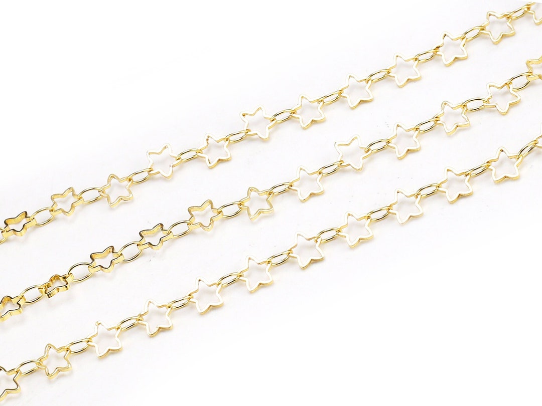 Star Chain Design Star Link Chain, Dainty Cable Chain, Tiny Star Chains, Solder Brass ...