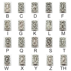 Viking beads, Silver tone Beard beads, Paracord bracelets slider, Hair accessories, Runes metal beads
