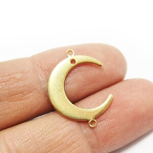 Crescent Moon Connector, Textured Earring Charms, Brass Charms For Jewelry Making, Raw Brass Findings, 22x16.5mm -R1300 R632 R1234 R632 - Smooth