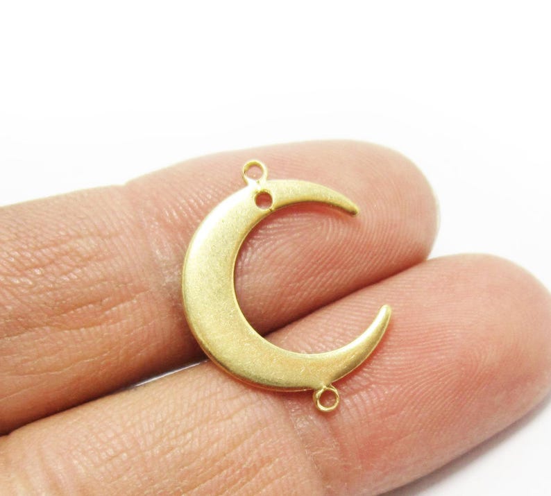 Crescent Moon Connector, Textured Earring Charms, Brass Charms For Jewelry Making, Raw Brass Findings, 22x16.5mm -R1300 R632 R1234 R632 - Smooth