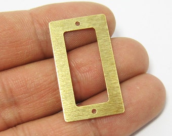 Textured Rectangle Earring Charms, Geometric Brass Connector, Rectangle Frame Charms, 32x18x0.5mm, Jewelry Making - R714