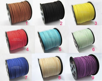 3mm Suede Cord, Soft Faux Suede cord, Vegan Strings, Wrap Bracelet Making, Necklace Cord, DIY Jewelry Supplies