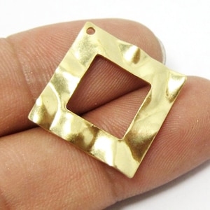 Wavy Square Charm, Square Earring Charms, Geometric Earring Findings, Brass Charms For Jewelry Making, 20x1mm - R593