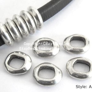 10pcs Licorice Spacer Beads, Curved Square Narrow Slider, 10x6mm, Licorice Findings, Leather Braeclet Making - LF22