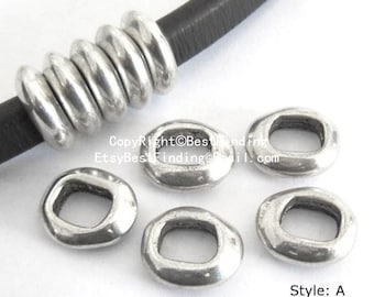 10pcs Licorice Spacer Beads, Curved Square Narrow Slider, 10x6mm, Licorice Findings, Leather Braeclet Making - LF22