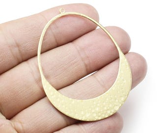 Ciondolo a goccia martellato, ciondolo a goccia in ottone, componenti per orecchini, ciondolo per collana, 54 x 42 mm, forniture per gioielleria - R2845