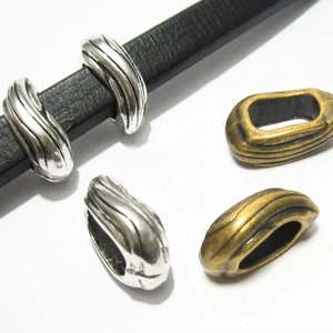 10pcs Stripe Licorice Findings, Irregular Lace Licorice Slider, 10x6mm, Leather Bracelet Making - LF21