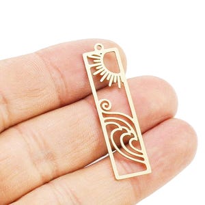 Sun Cloud Earring Charms, Rectangle Brass Charms, Earring Findings, 41x11x0.65mm, Necklace Pendant, Brass Charms For Jewelry Making - R2068