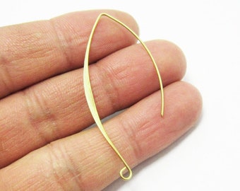 Long Ear Wires, Brass Earring Hook, Hammered Flat Side, 48mm, Earrings Making, Raw Brass Findings, Jewelry Supplies -R212 R2887