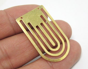 Domed Earring Charms, D Shaped Brass Connector, 35x20mm, Geometric Earring Findings, Jewelry Making - R1289