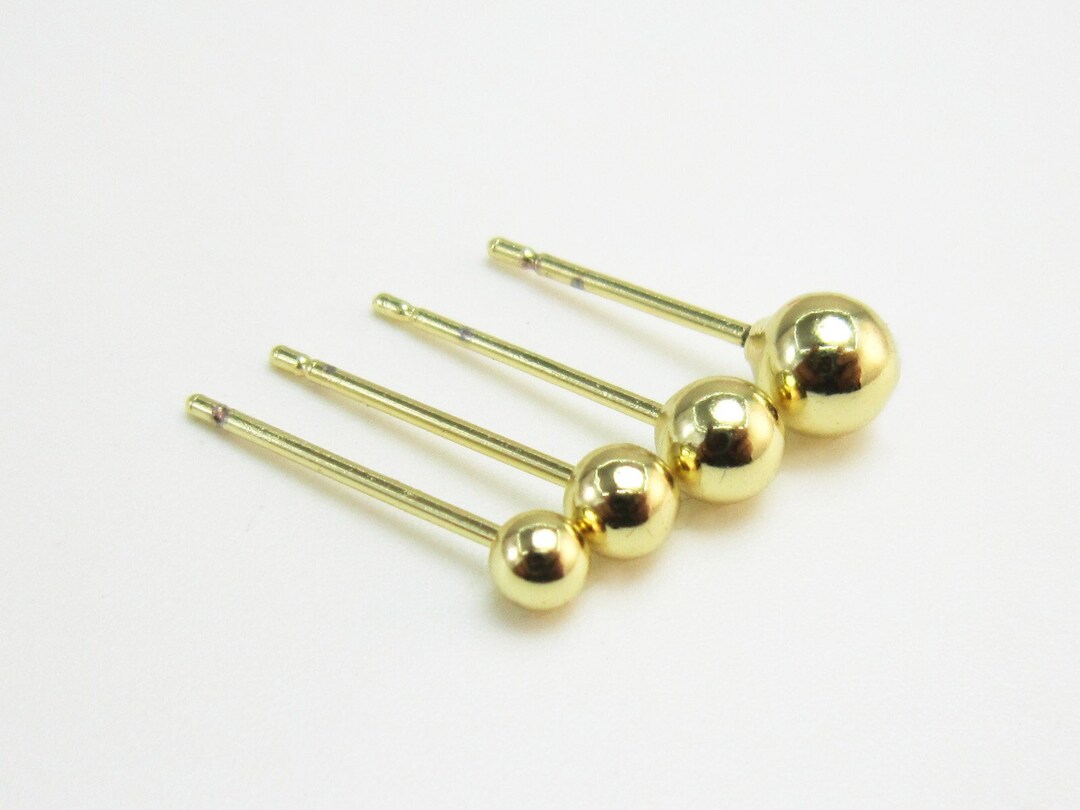 10 Stück Gold Kugel Ohrringe, Ohrstecker, Ohrring Zubehör, 5mm 4mm