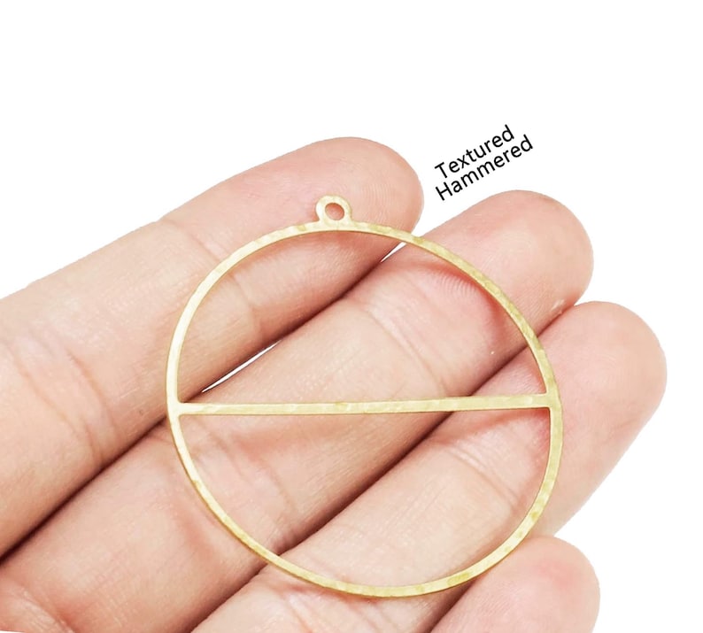 Round Circle Charm, Earring Connector, Raw Brass Findings, Hammered /  Textured, 41x38mm, Necklace Pendant, Jewelry Supplies -R495 R1932